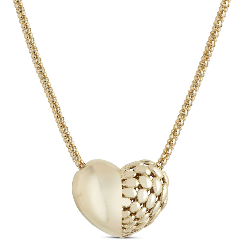 Toscano Puffed Heart Necklace, 14K Yellow Gold image number 0