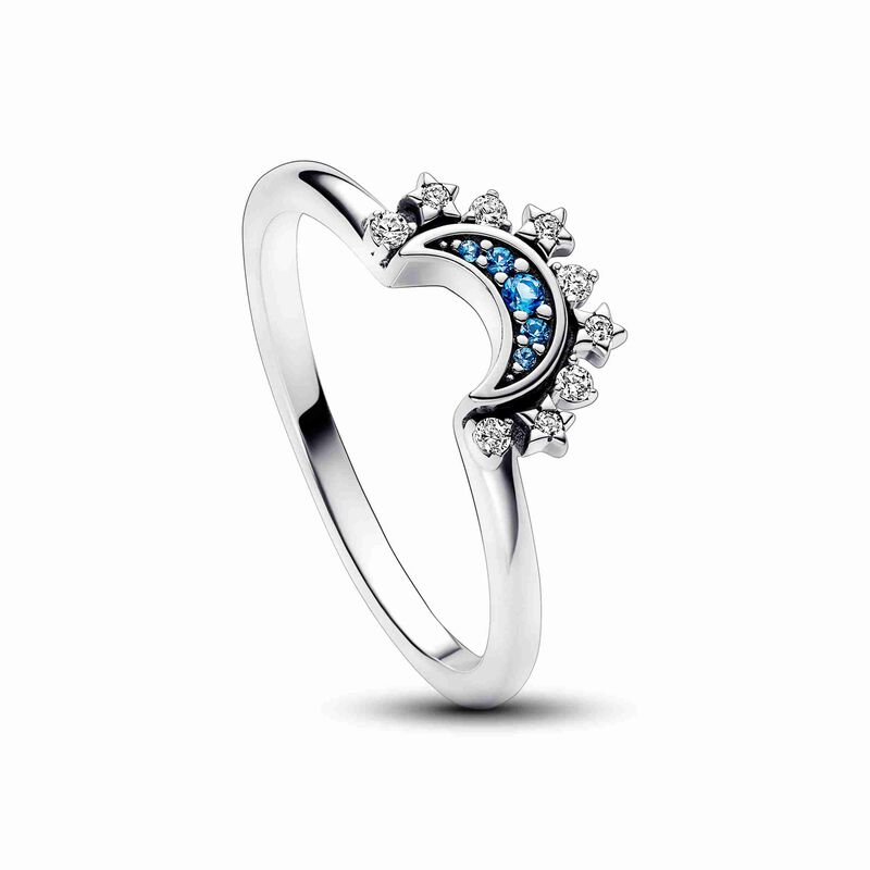 Celestial Sparkling Star Solitaire Ring, Sterling silver