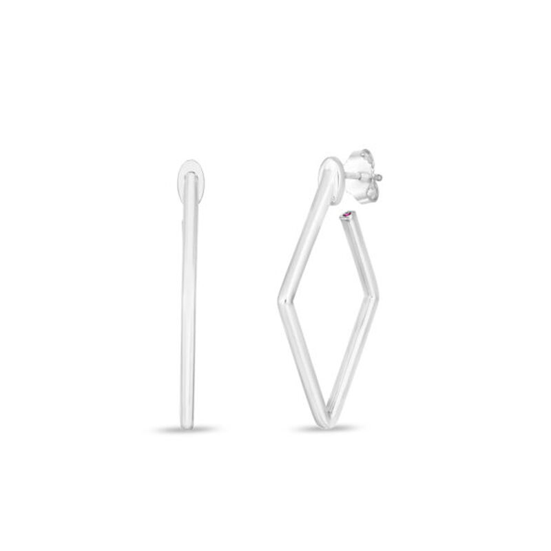 Roberto Coin Designer Gold Small Square Hoop Earrings 18K White, image number 0