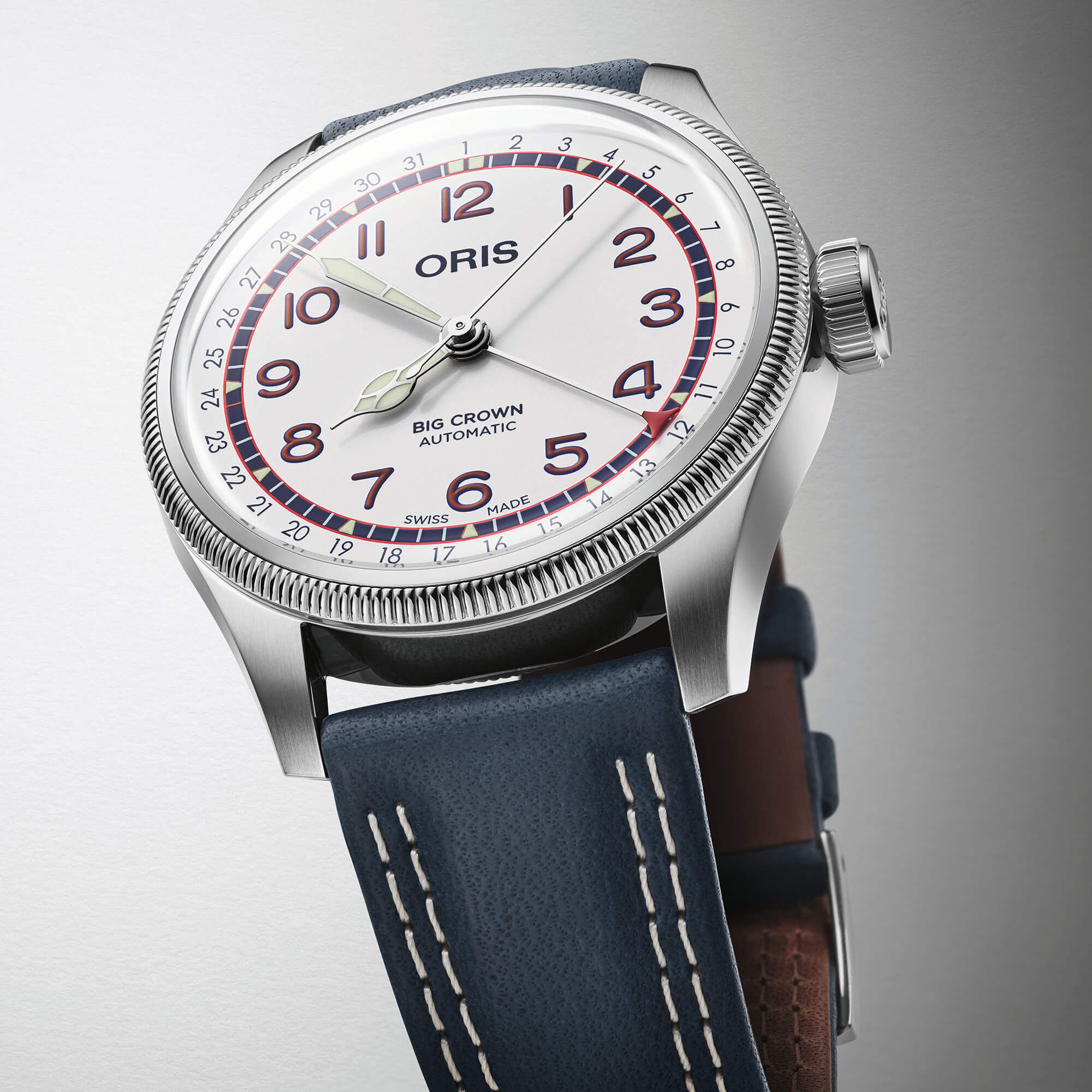 Oris Hank Aaron Limited Edition Watch White Dial Blue Leather