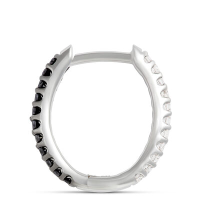 Reversible Hoops with Black and White Diamonds, 14K White Gold