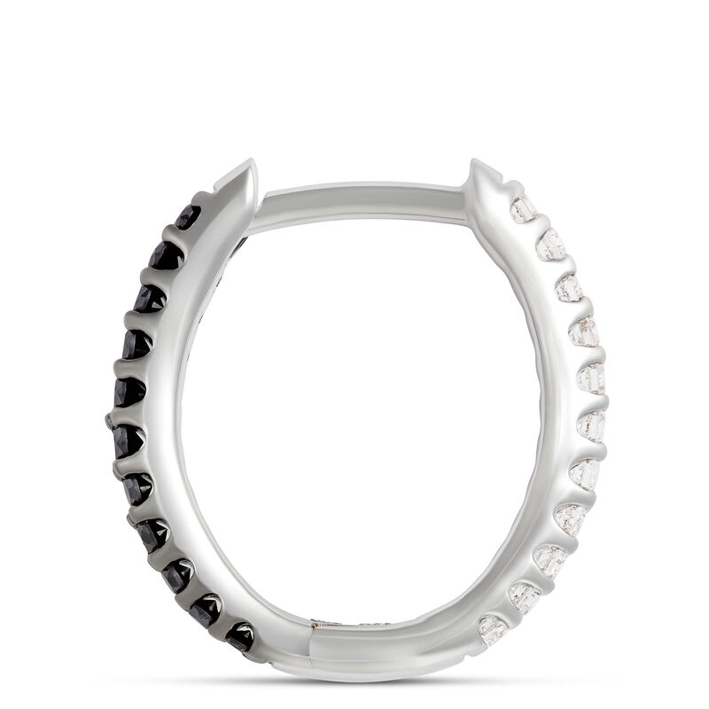 Reversible Hoops with Black and White Diamonds, 14K White Gold image number 1