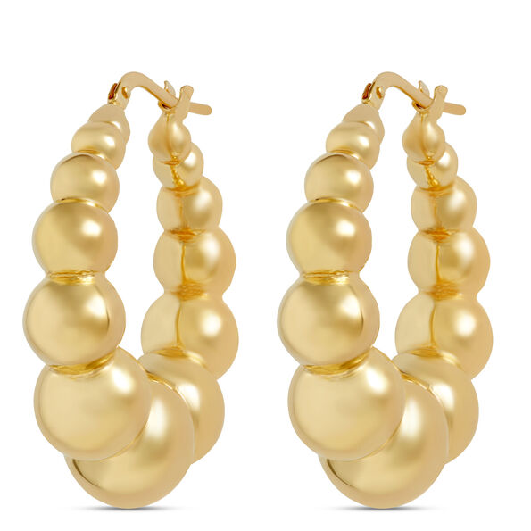 Toscano Large Graduated Shrimp Hoop Earrings, 14K Yellow Gold