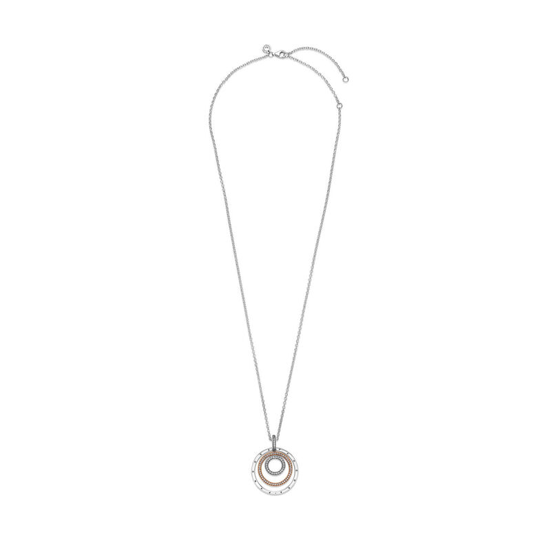 Pandora Two-tone Circles CZ Pendant & Necklace image number 2