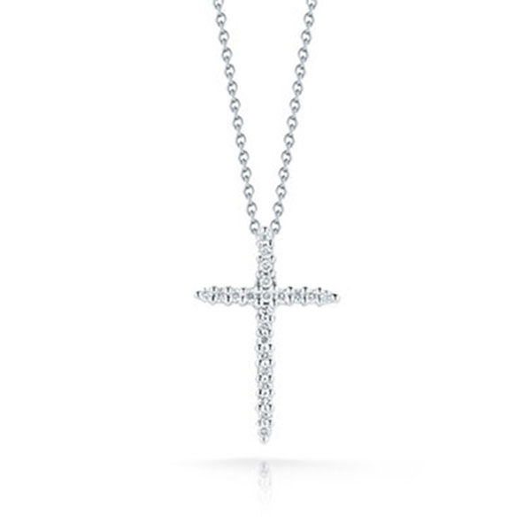 Roberto Coin Tiny Treasures Diamond Cross Necklace 18K