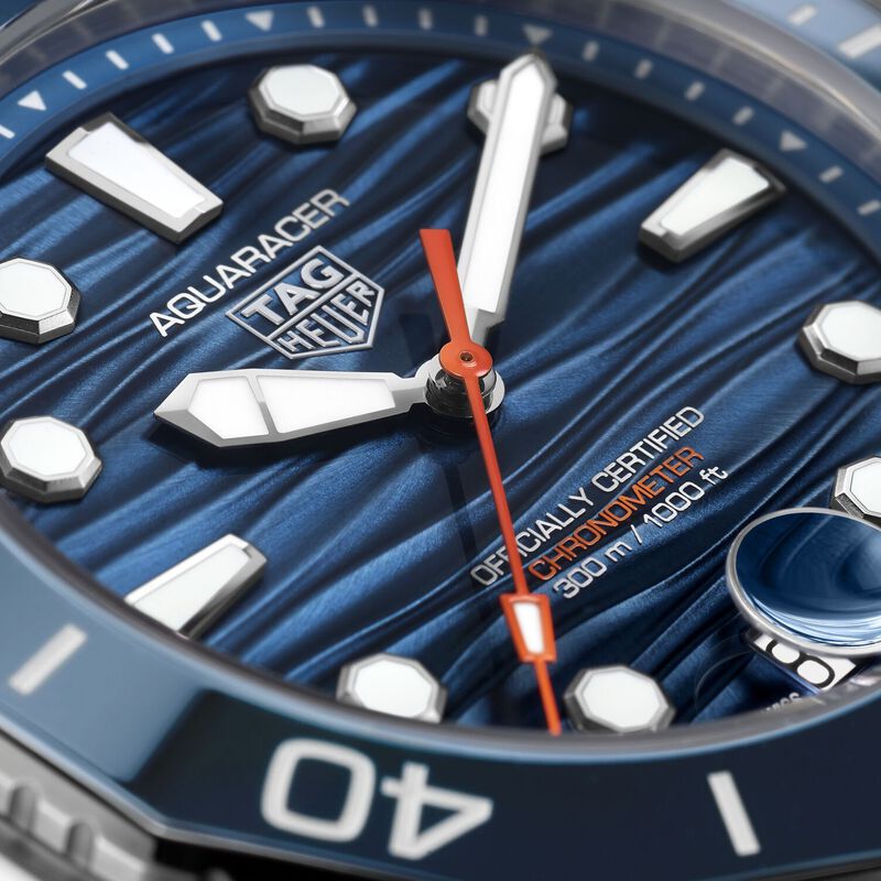 TAG Heuer Aquaracer Professional 300 Blue Dial Blue Rubber Strap Watch, 42mm image number 5