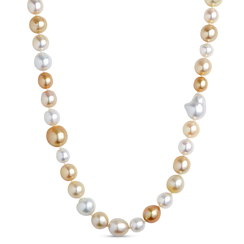 35-Inch Baroque Pearl Strand, 14K White Gold image number 1