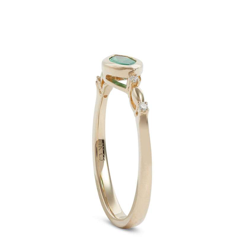 Marquise Cut Emerald Ring, 14K Yellow Gold image number 1