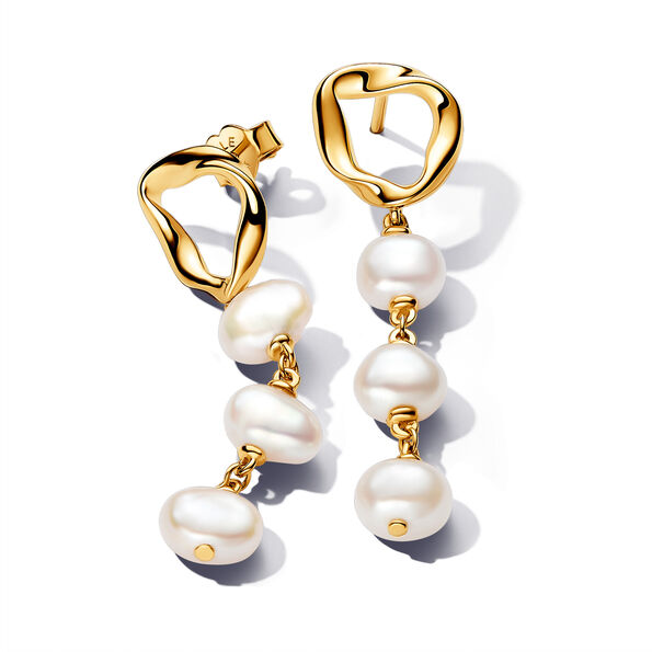 Pandora Essence Organically Shaped Circle & Baroque Treated Freshwater Cultured Pearls Drop Earrings