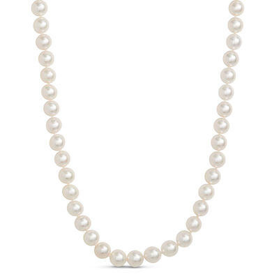 23.5-Inch Akoya Pearl Necklace, 14K White Gold