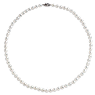 18-Inch Akoya Pearl Necklace, 18K White Gold