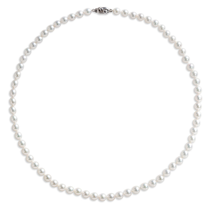 18-Inch Akoya Pearl Necklace, 18K White Gold image number 1