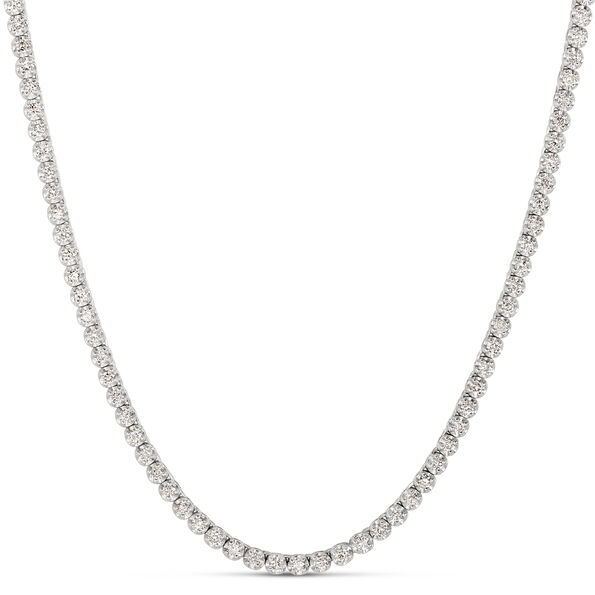 17-Inch Round Diamond Necklace, 14K White Gold