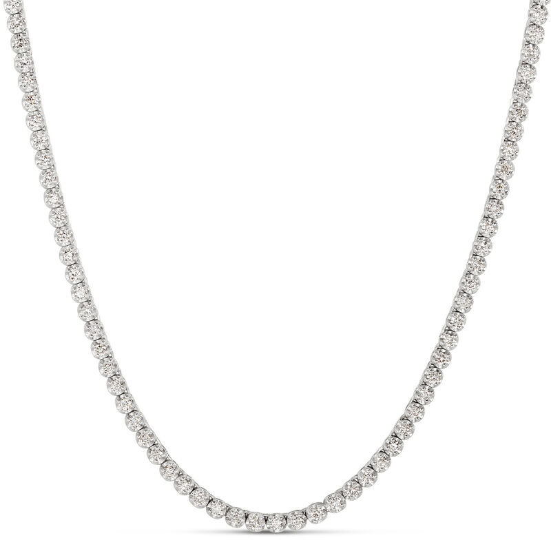 17-Inch Round Diamond Necklace, 14K White Gold image number 0