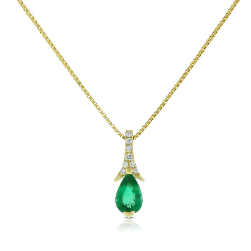 Pear-Shaped Emerald & Diamond Necklace 14K image number 0