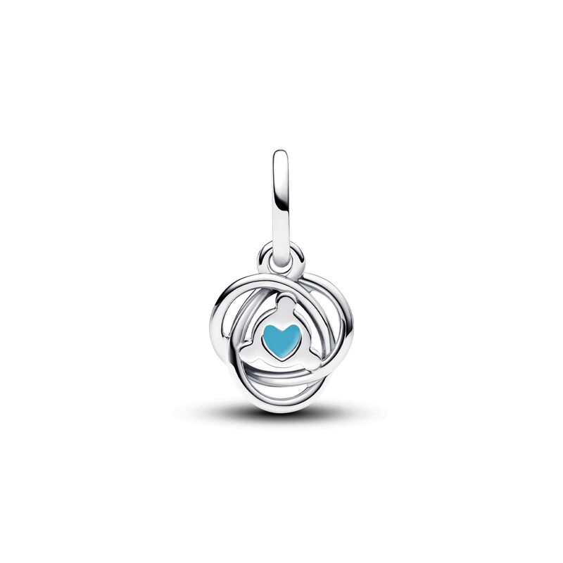 Pandora Turquiose Blue Eternity Circle Dangle Charm Sterling Silver with capri blue man-made crystal and clear cz image number 1