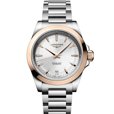 Longines Conquest White Mother of Pearl Dial Watch, 34mm