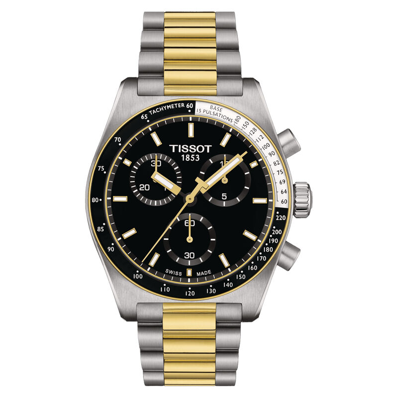 Tissot PR516 Chronograph Black Dial Watch, 40 mm, Two Tone Band image number 0