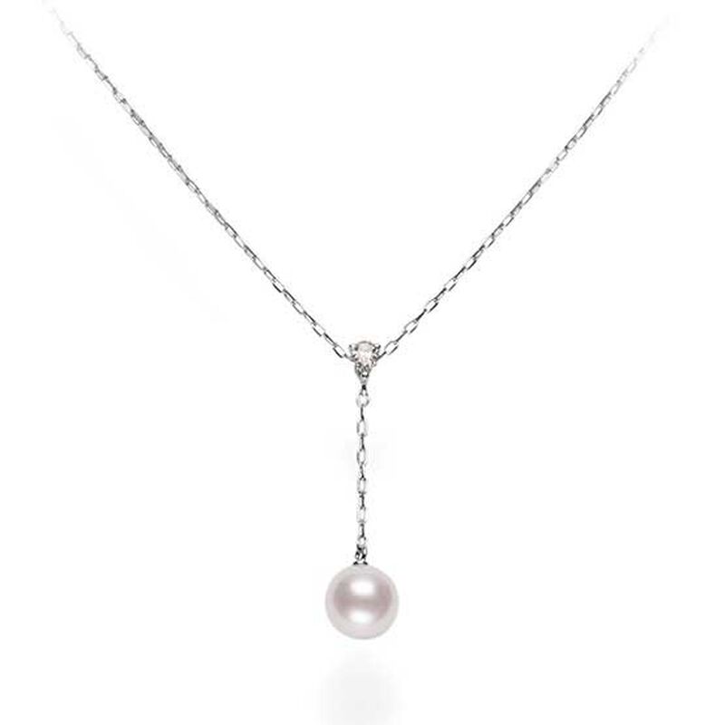 Mikimoto Akoya Cultured Pearl & Diamond 'Y' Drop Necklace 18K image number 0