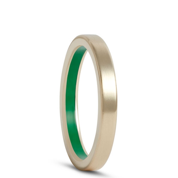 Men's Band with Green Ceramic Inlay in 14K Yellow Gold, 3MM Green Ceramic
