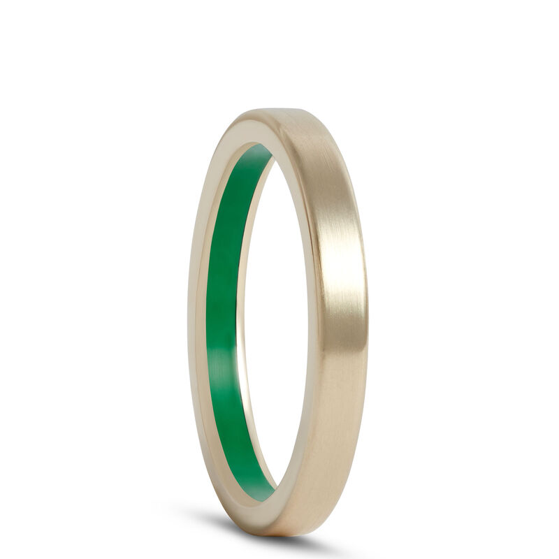 Men's Band with Green Ceramic Inlay in 14K Yellow Gold, 3MM Green Ceramic image number 1