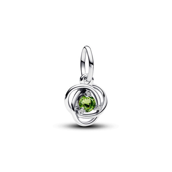Spring Green Eternity Circle Dangle Charm Sterling Silver with spring green man-made crystal and clear cz