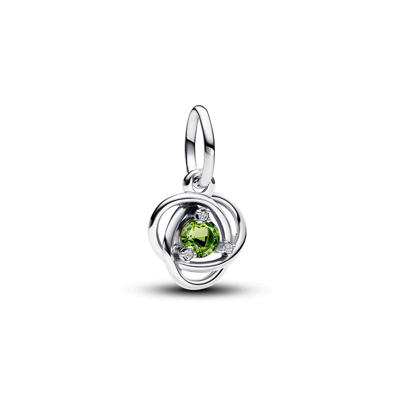 Pandora Spring Green Eternity Circle Dangle Charm Sterling Silver with spring green man-made crystal and clear cz image number 0