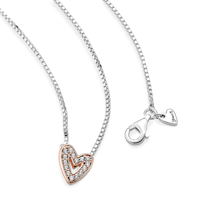 Pandora Sparkling Freehand Heart CZ Necklace image number 3