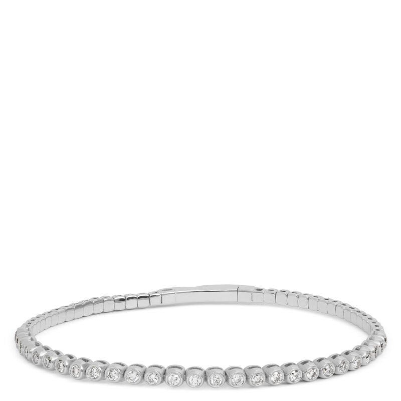 Diamond Bezel Bangle Bracelet, 14K White Gold image number 0