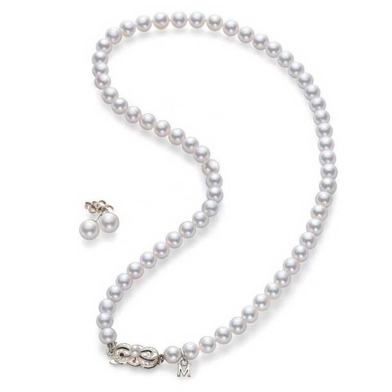 Mikimoto Akoya Pearl Double Strand Diamond Necklace