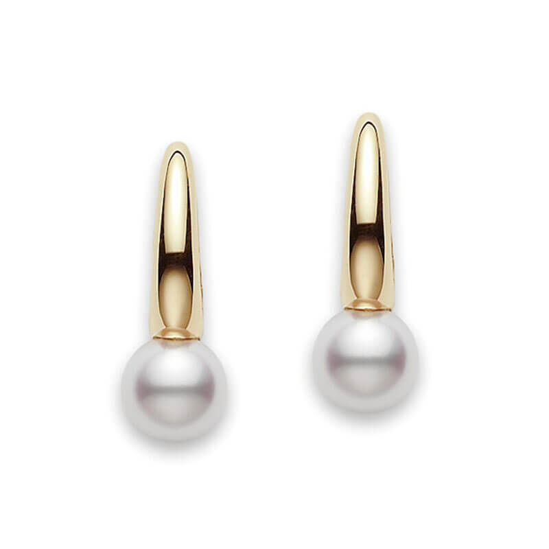 18kt white gold Sleek Akoya pearl and diamond earrings