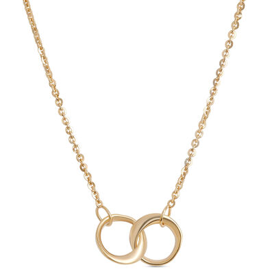 Toscano 18-Inch Interlocking Circles Necklace, 14K Yellow Gold