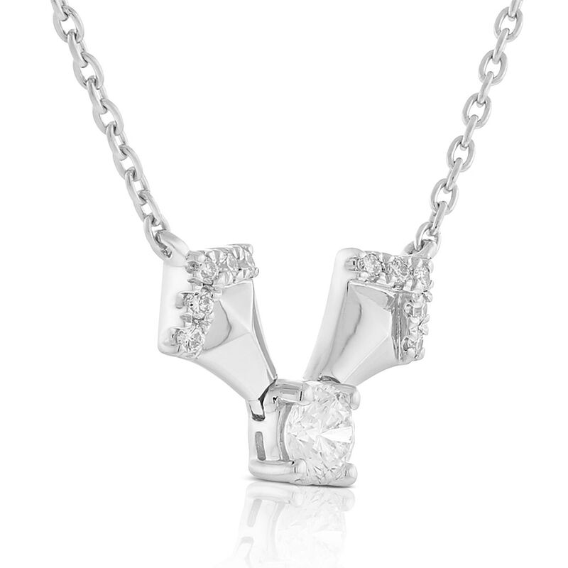 Jade Trau for Ben Bridge Signature Diamond "V" Swing Necklace in Platinum image number 2