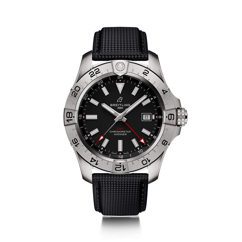 Breitling Avenger Automatic GMT Watch Black Dial Black Leather Strap, 44mm image number 0