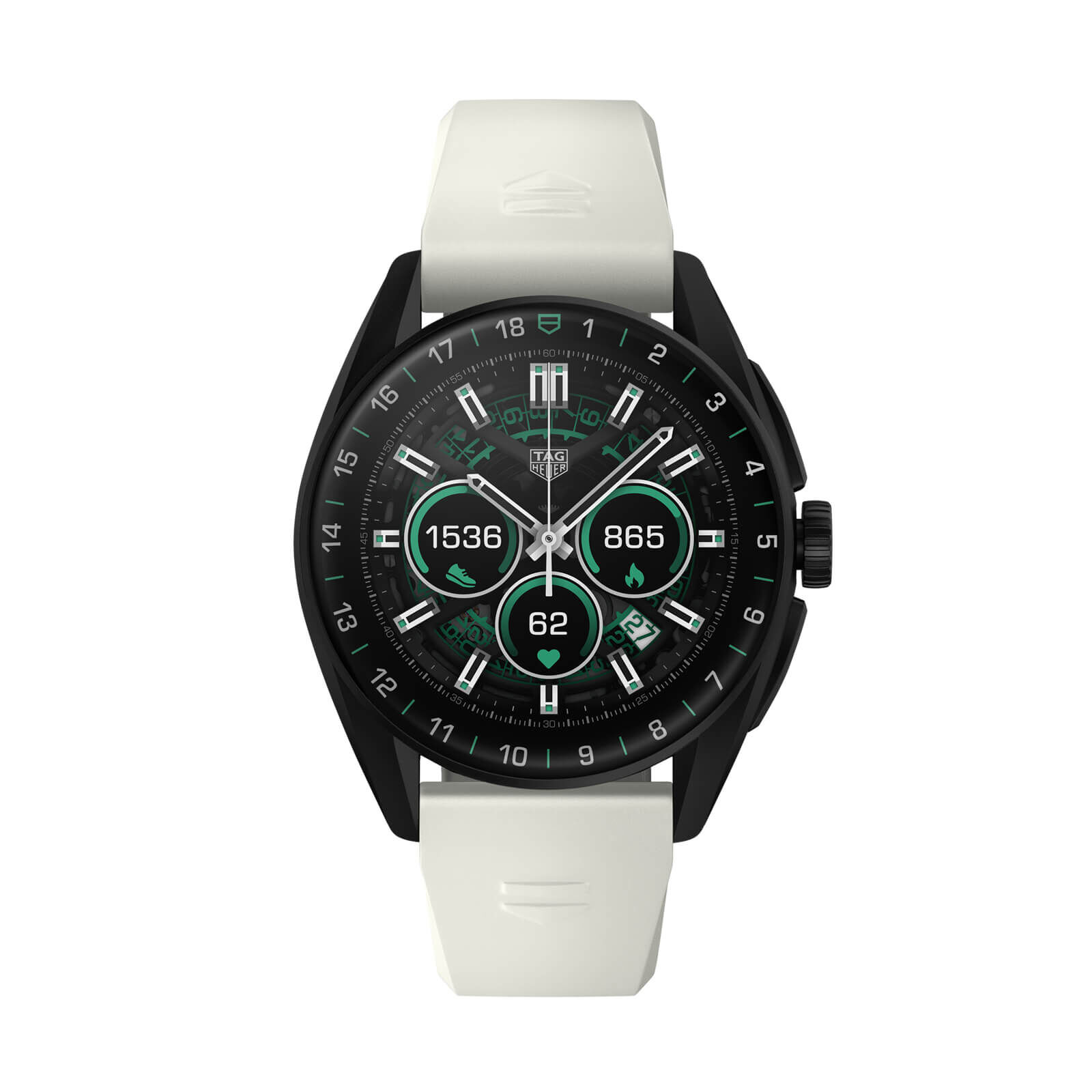 TAG Heuer Connected Golf Edition Watch Titanium Bezel White Rubber Strap,  42mm