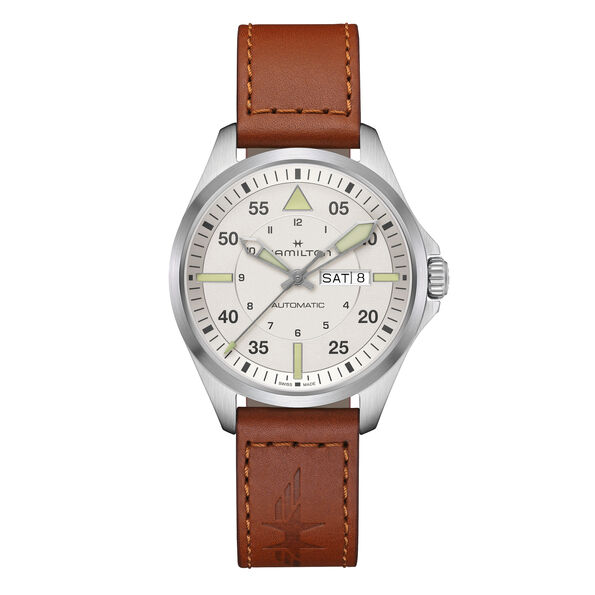 Hamilton Khaki Aviation Pilot Day Date Auto Watch Silver Dial, 42mm
