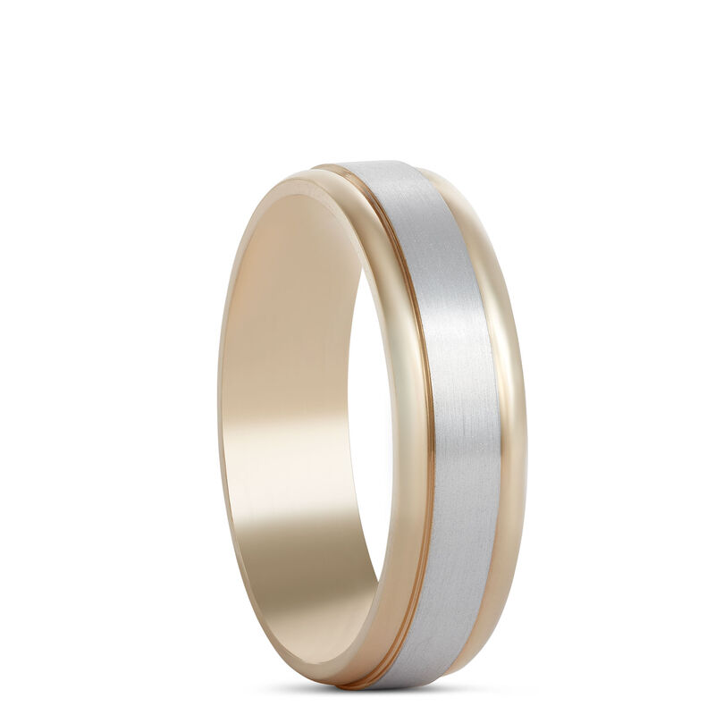 Two-Tone Gents Wedding Band, 14K Gold image number 1