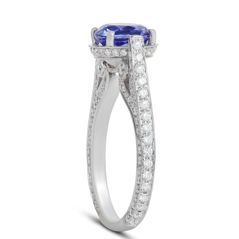 Round Tanzanite and Diamond Ring, 14K White Gold image number 1