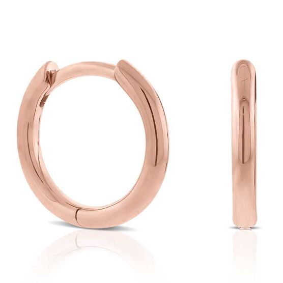Rose Gold Smooth Huggie Hoop Earrings 14K | Ben Bridge Jeweler