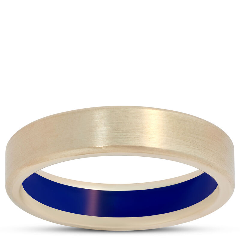 Men's Band with Blue Ceramic Inlay in 14K Yellow Gold, 5MM Green Ceramic image number 0