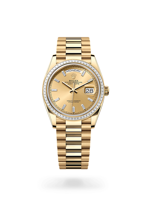 rolex day-date in 18 kt yellow gold, m128398tbr-0037 - ben bridge