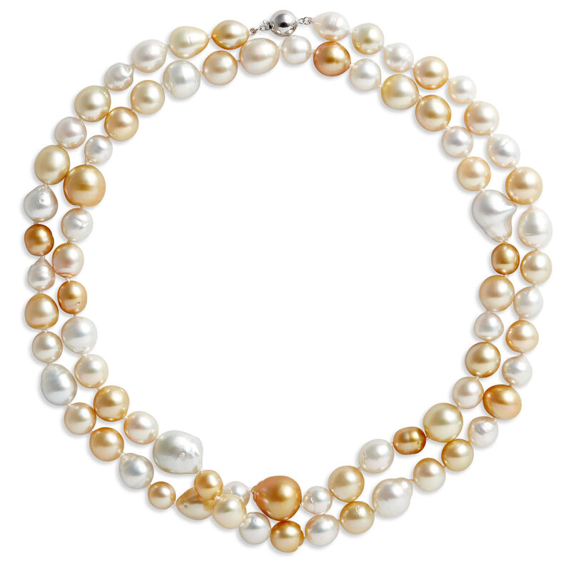 35-Inch Baroque Pearl Strand, 14K White Gold image number 0