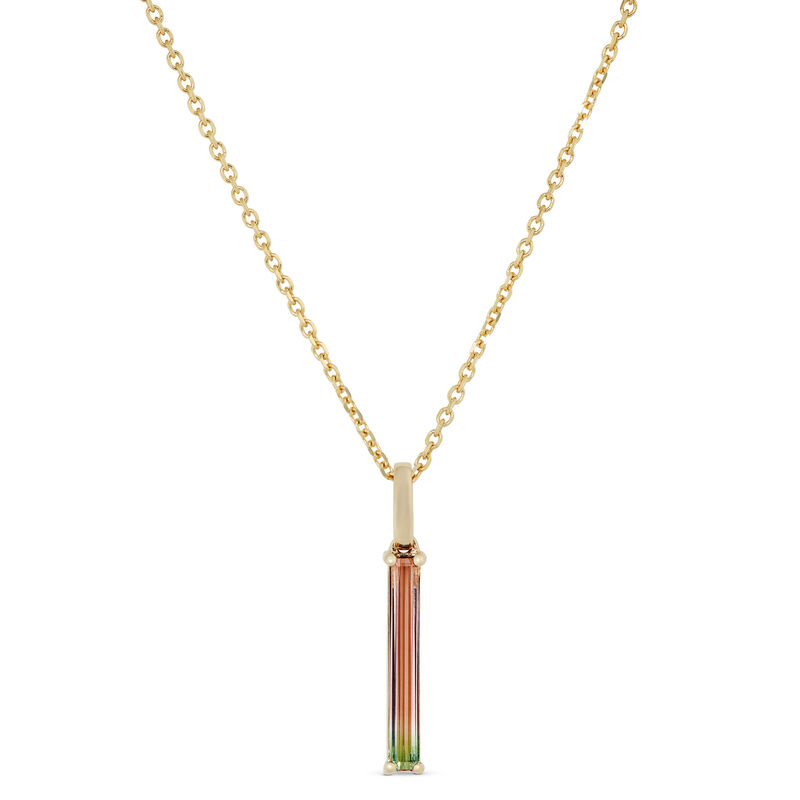 Bi-Colored Tourmaline Pendant Necklace, 14K Yellow Gold image number 0
