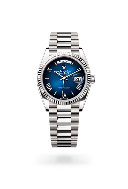 rolex day-date in 18 kt white gold, m128239-0063 - ben bridge