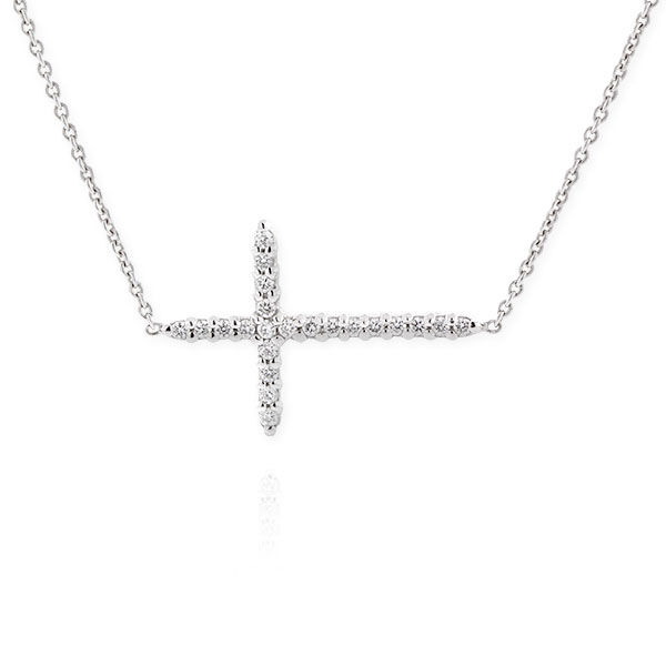 Roberto Coin Tiny Treasures Sideways Cross Necklace 18K