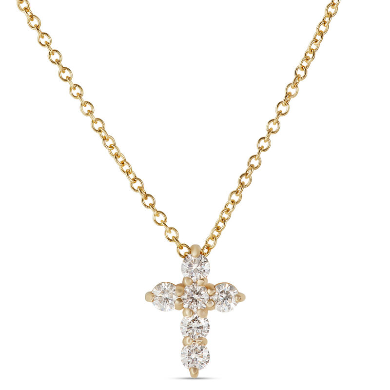 Diamond Cross Pendant, 14K Yellow Gold image number 0