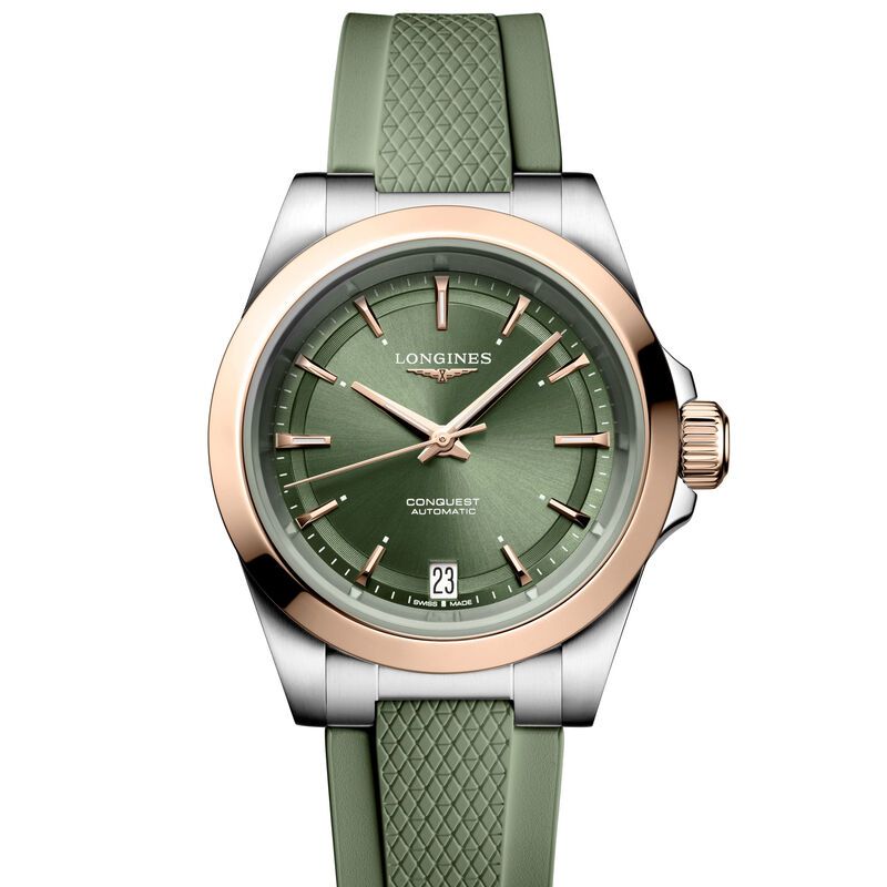 Longines Green Dial And Green Rubber Strap  Watch, 34mm image number 0