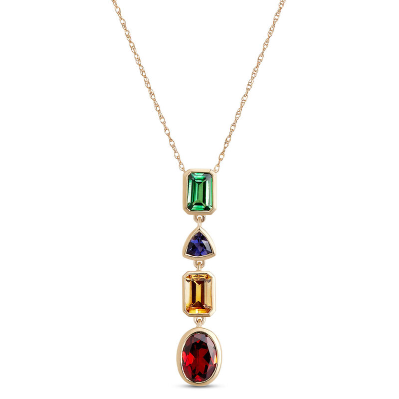 Colorful Gemstone Necklace, 14K Yellow Gold image number 0