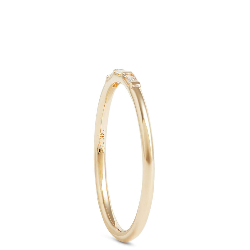 Three Baguette Diamond Ring, 14K Yellow Gold image number 1