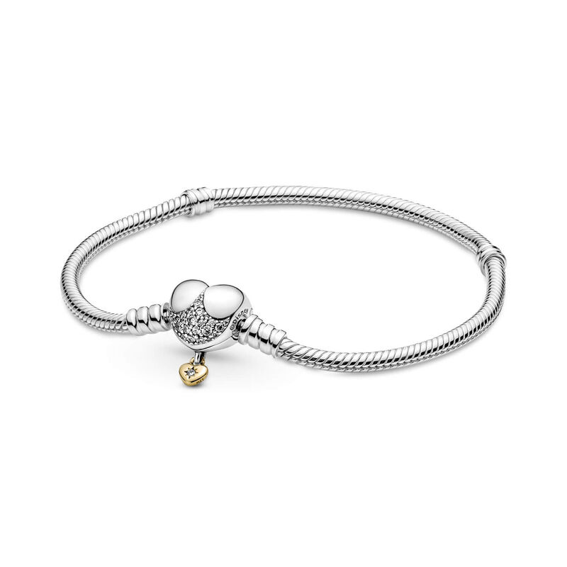 Pandora Moments Disney Heart Clasp CZ Snake Chain Bracelet image number 0